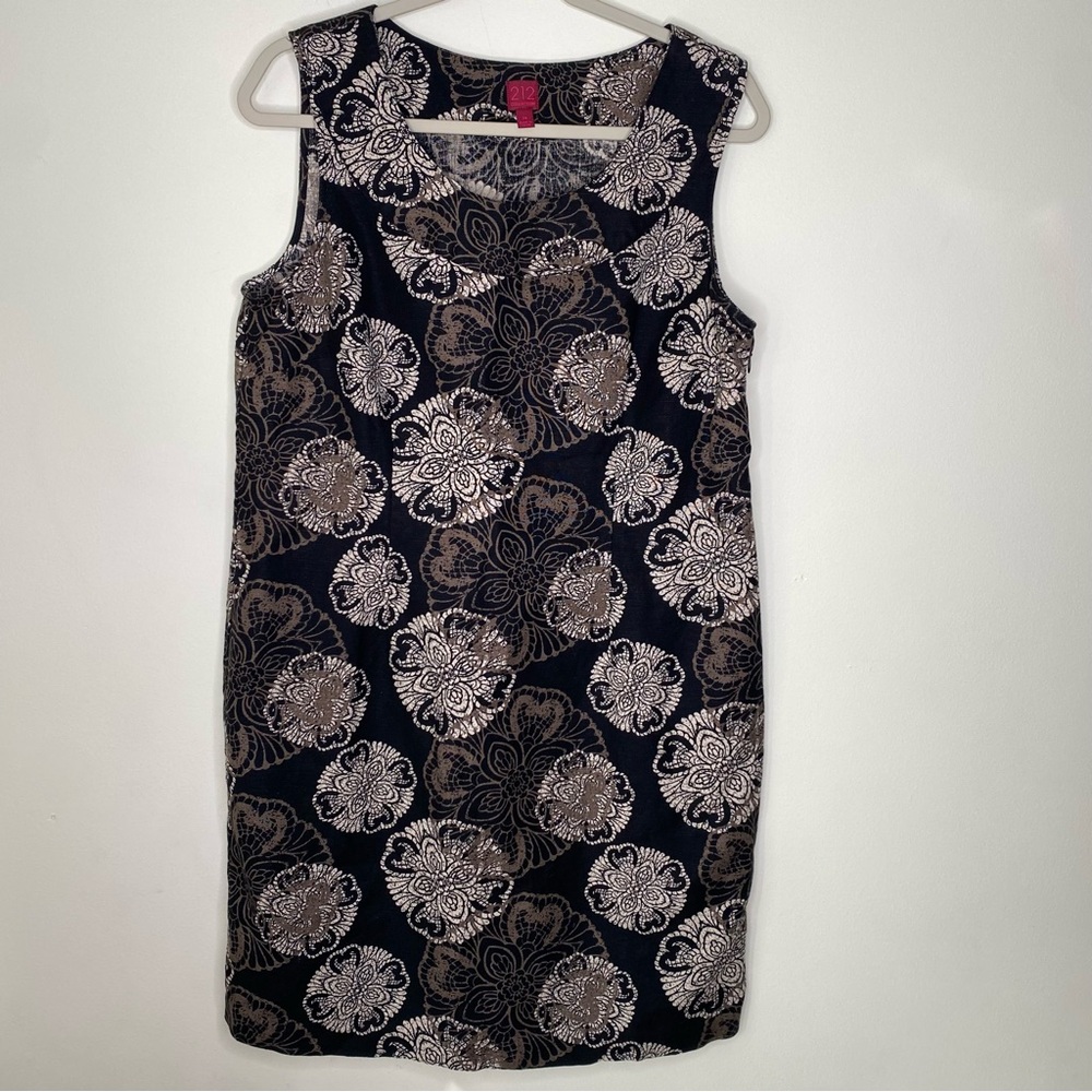 212 Collection Linen Cotton Floral Shift Dress Sz 14